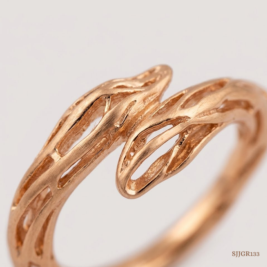 SJJGR133 | Sculpted Scale Statement Gold Ring with Bold Modern Finish