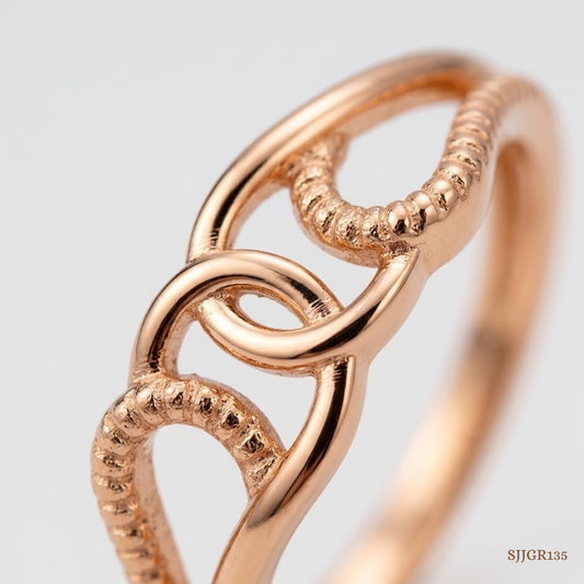 SJJGR135 | Vine Loop Nature-Inspired Gold Ring with Elegant Open Pattern
