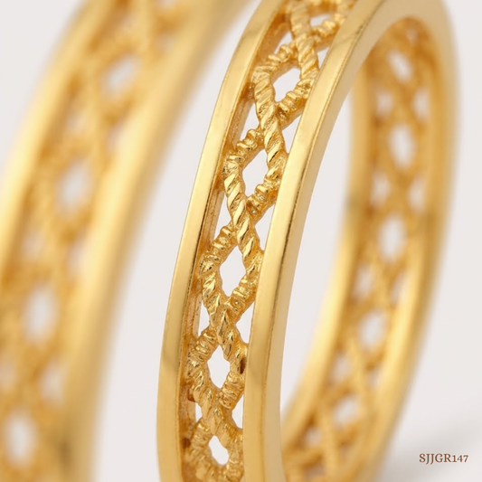 SJJGR147 | Wave Stack Layered Designer Gold Ring with Trendy Modern Appeal