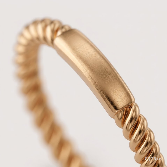 SJJGR149 | Twist Rope Luxury Gold Ring with Elegant Textured Finish