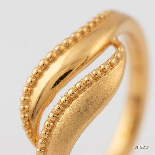 SJJGR154 | Flowing Twin Contemporary Gold Ring with Artistic Open Design