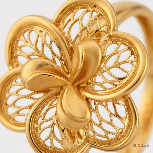 SJJGR160 | Heritage Petal Traditional-Inspired Gold Ring with Elegant Craftsmanship
