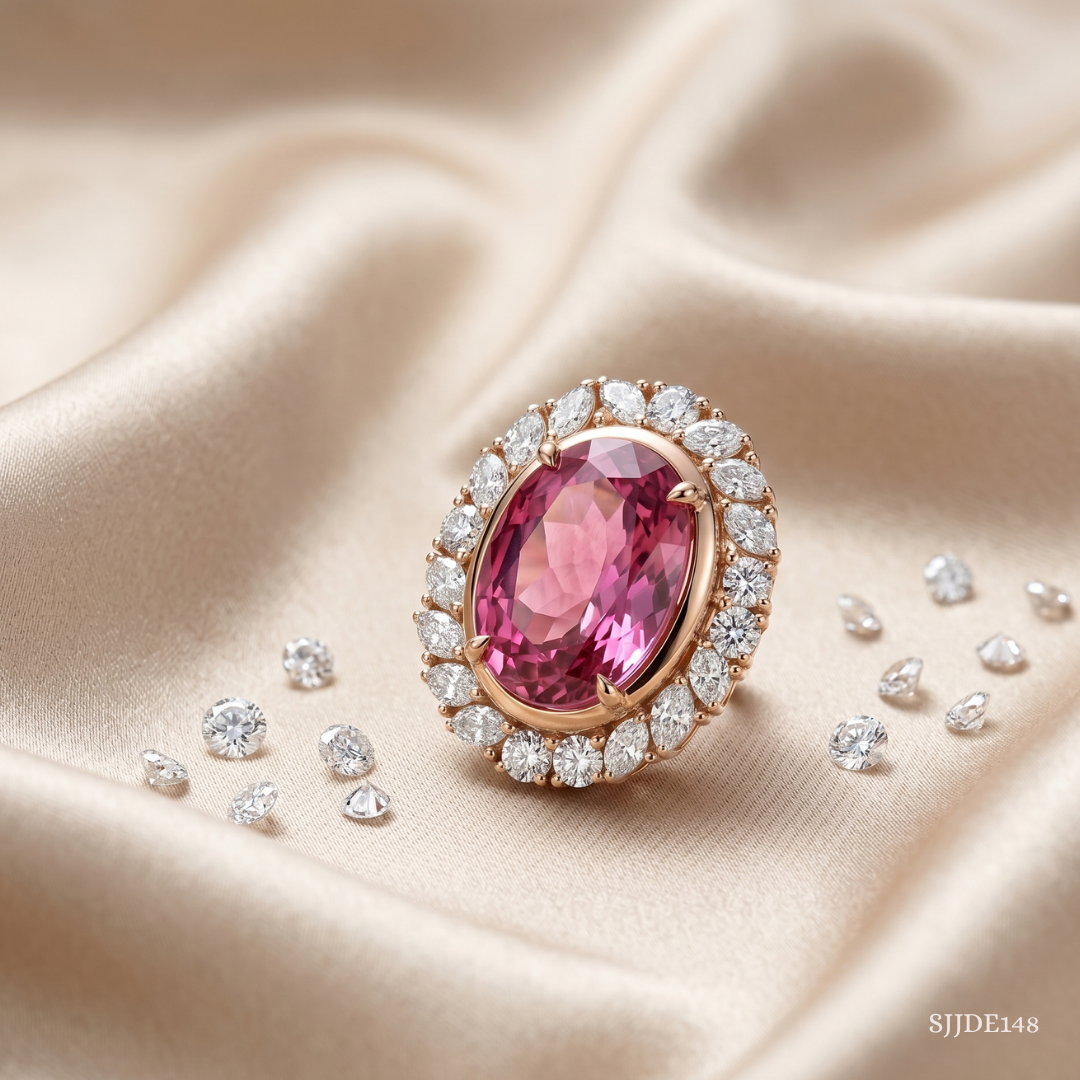 SJJDE148 | Blush Halo Diamond Stud Earrings