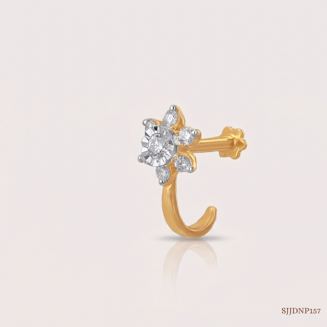 SJJDNP157 | Petite Blossom Diamond Floral Nose Pin