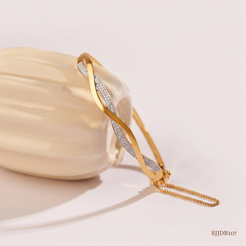 SJJDB107 | Sculpted Wave Diamond Designer Bangle