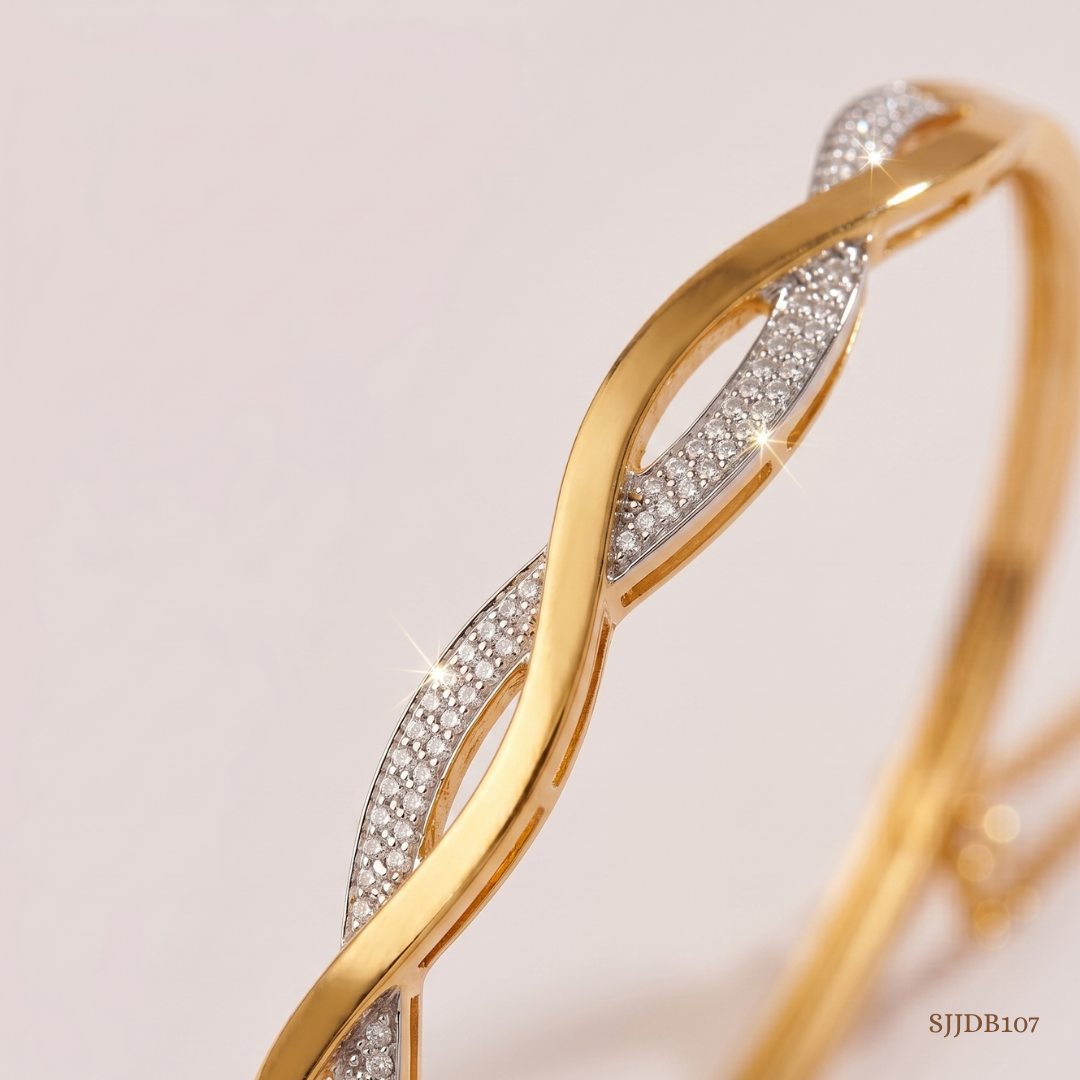 SJJDB107 | Sculpted Wave Diamond Designer Bangle