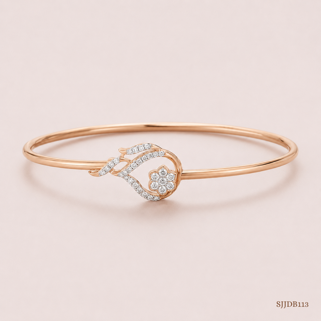 SJJDB113 | Radiant Petal Diamond Floral Bangle