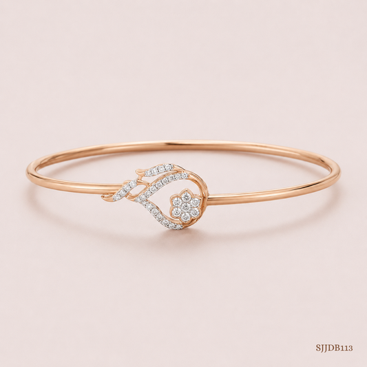 SJJDB113 | Radiant Petal Diamond Floral Bangle
