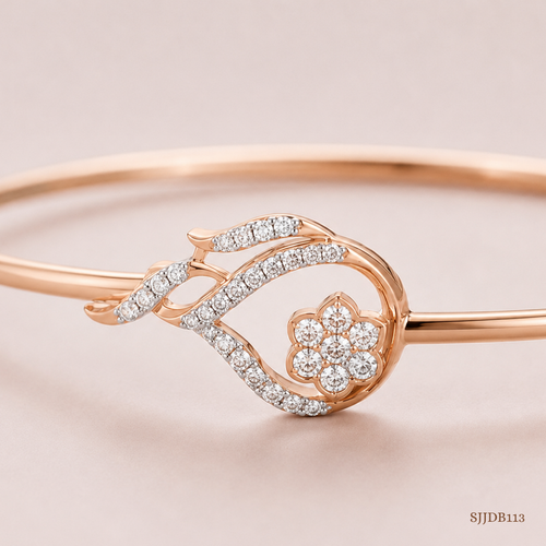 SJJDB113 | Radiant Petal Diamond Floral Bangle