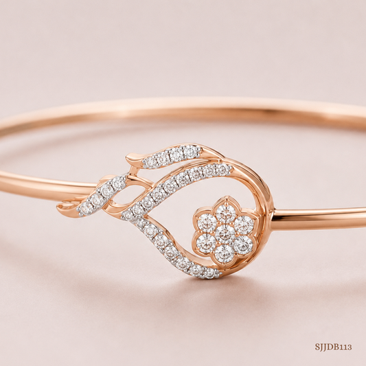 SJJDB113 | Radiant Petal Diamond Floral Bangle