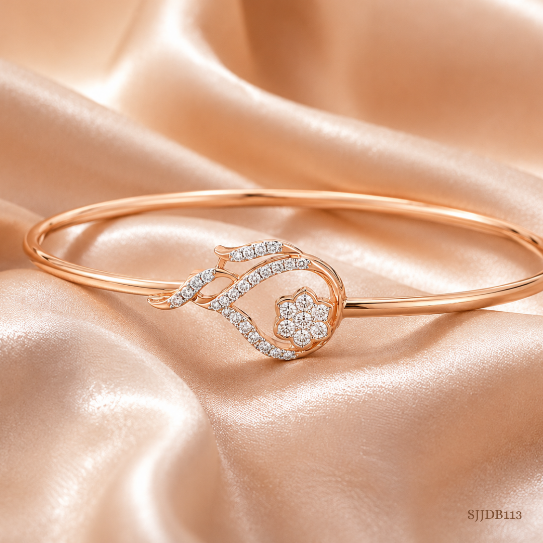 SJJDB113 | Radiant Petal Diamond Floral Bangle