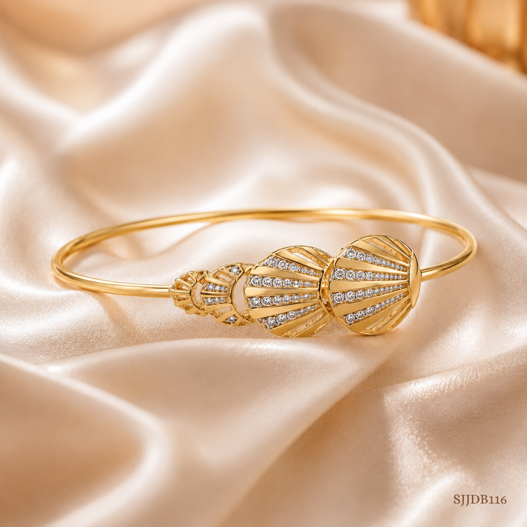 SJJDB116 | Radiant Shell Diamond Designer Bangle