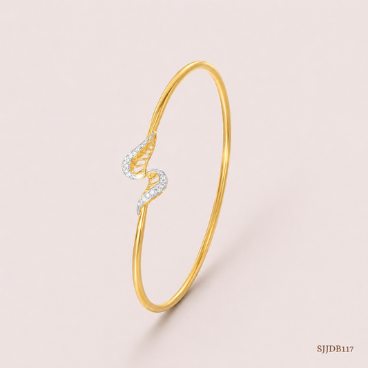 SJJDB117 | Graceful Twirl Diamond Contemporary Bangle