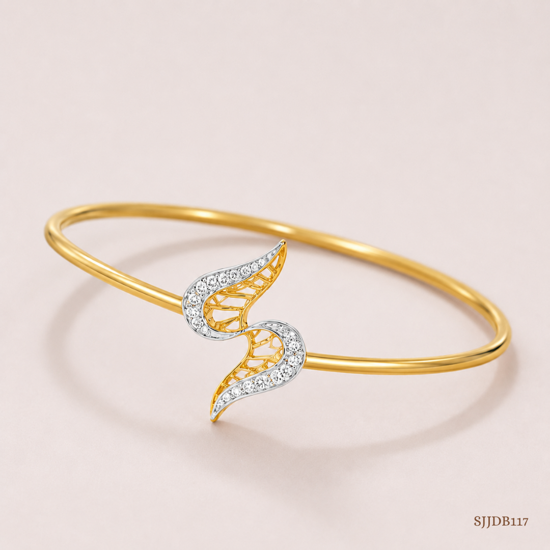 SJJDB117 | Graceful Twirl Diamond Contemporary Bangle