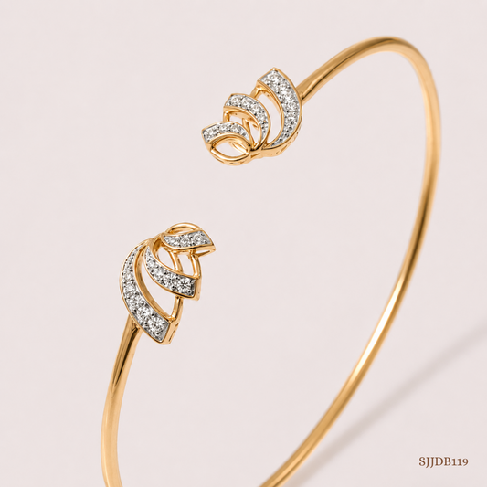 SJJDB119 | Lotus Bloom Diamond Floral Bangle