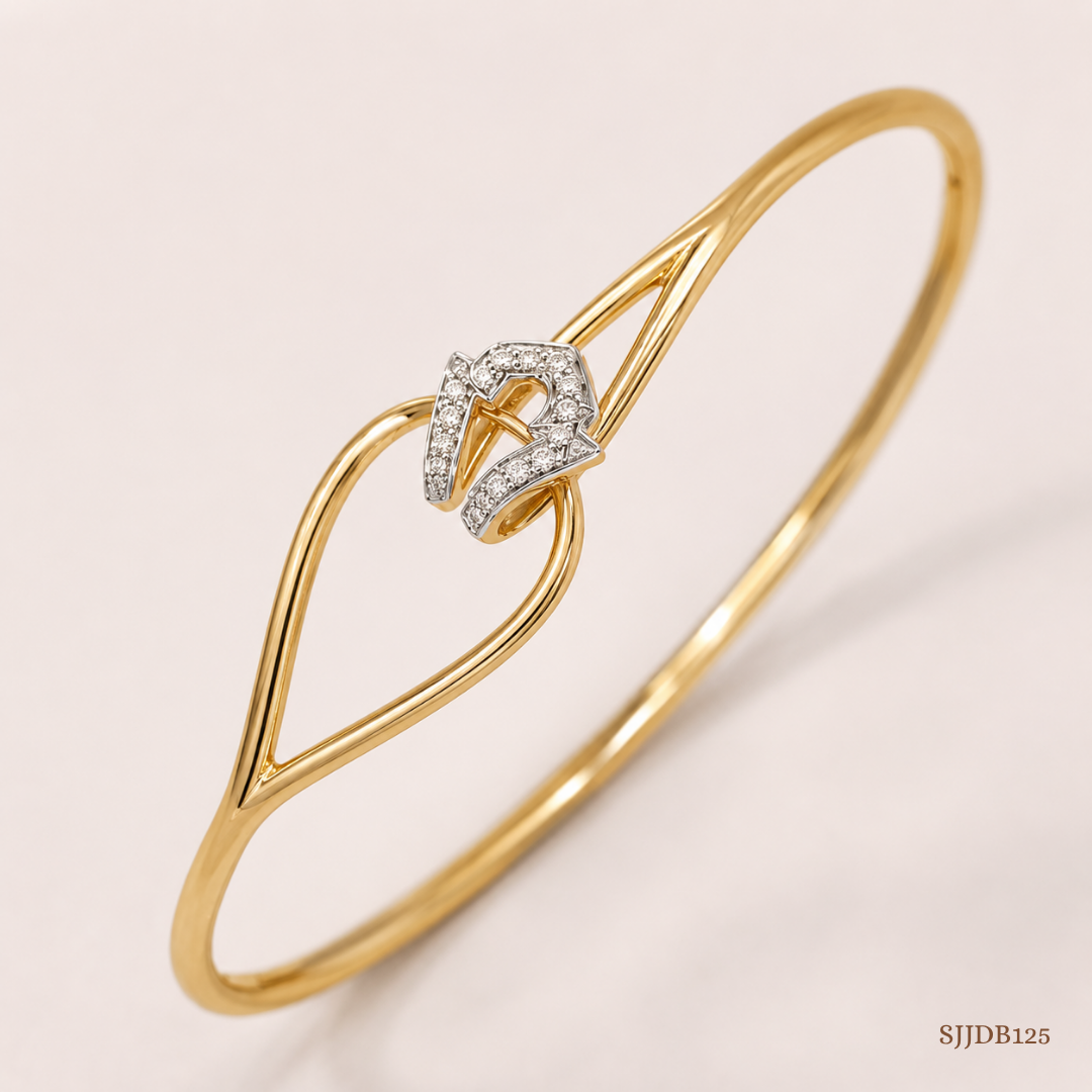 SJJDB125 | Graceful Twist Diamond Designer Bangle