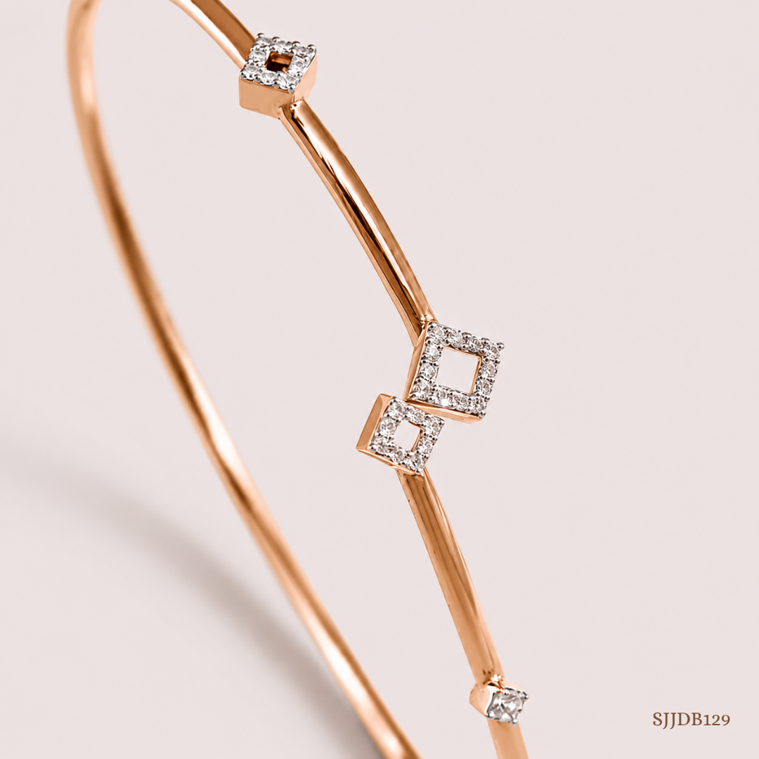 SJJDB129 | Edgy Glimmer Diamond Statement Bangle