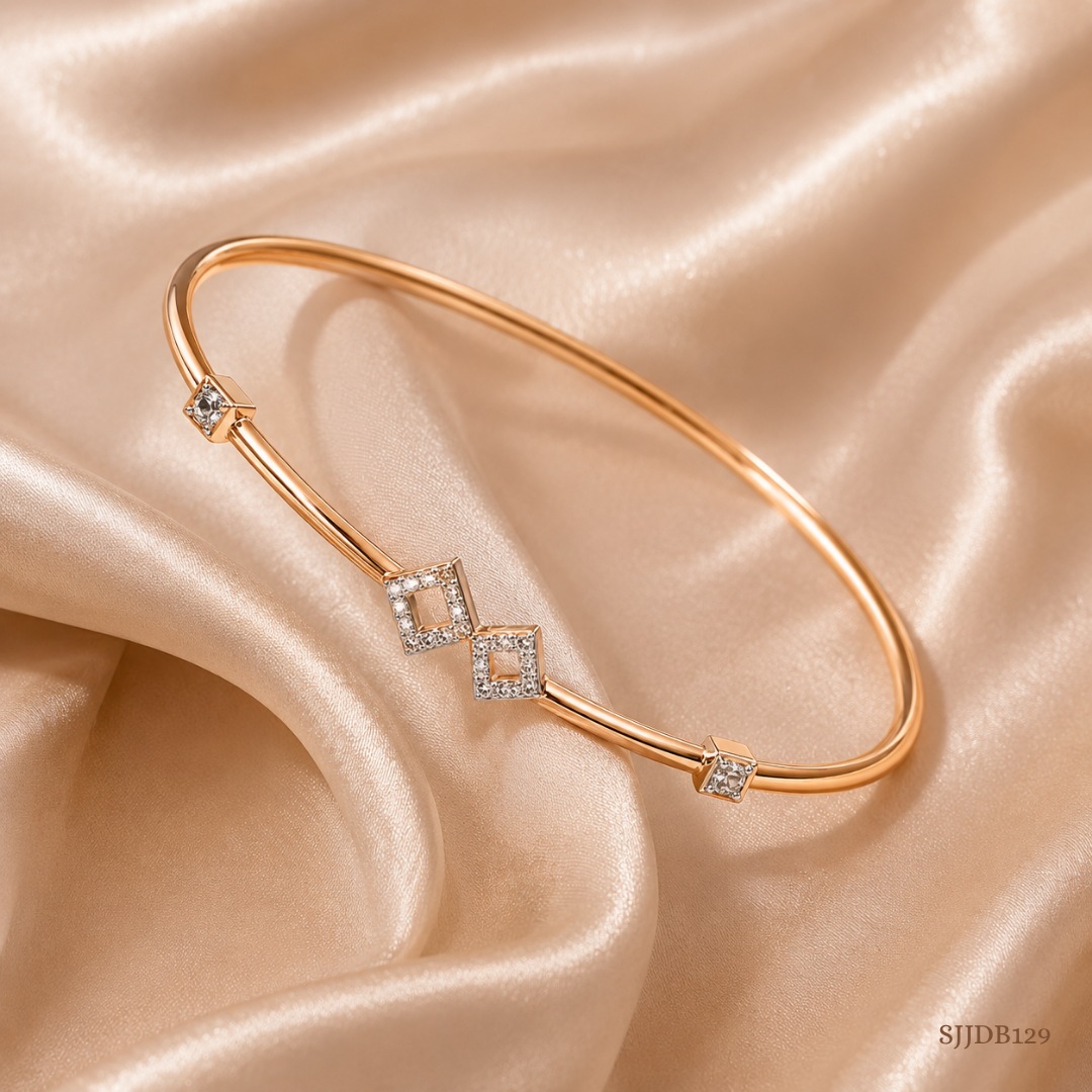 SJJDB129 | Edgy Glimmer Diamond Statement Bangle