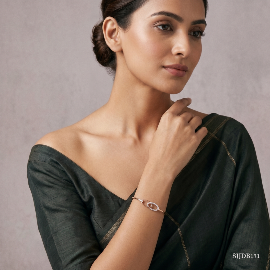 SJJDB131 | Curvaceous Glimmer Diamond Designer Bangle