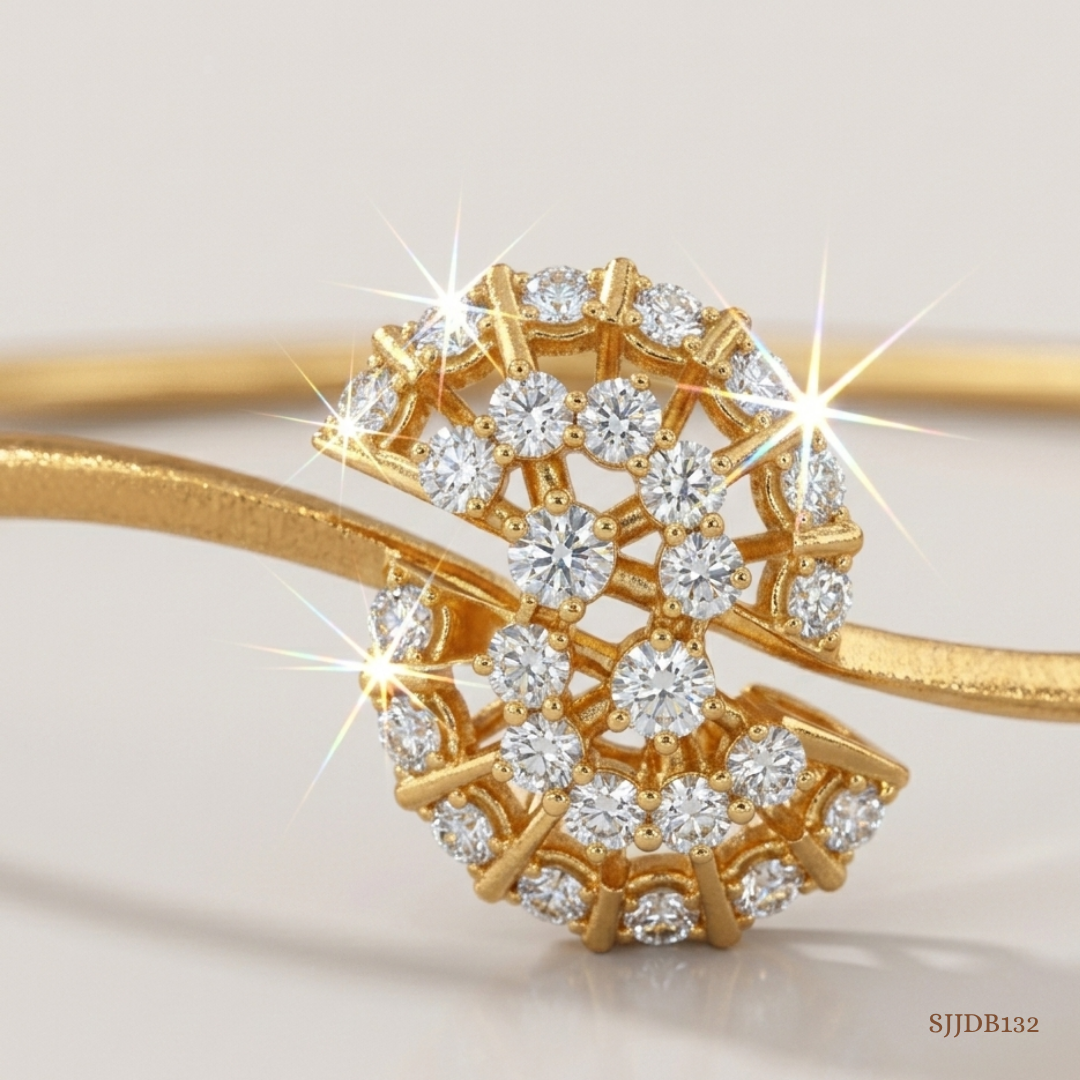 SJJDB132 | Petal Path Diamond Floral Bangle