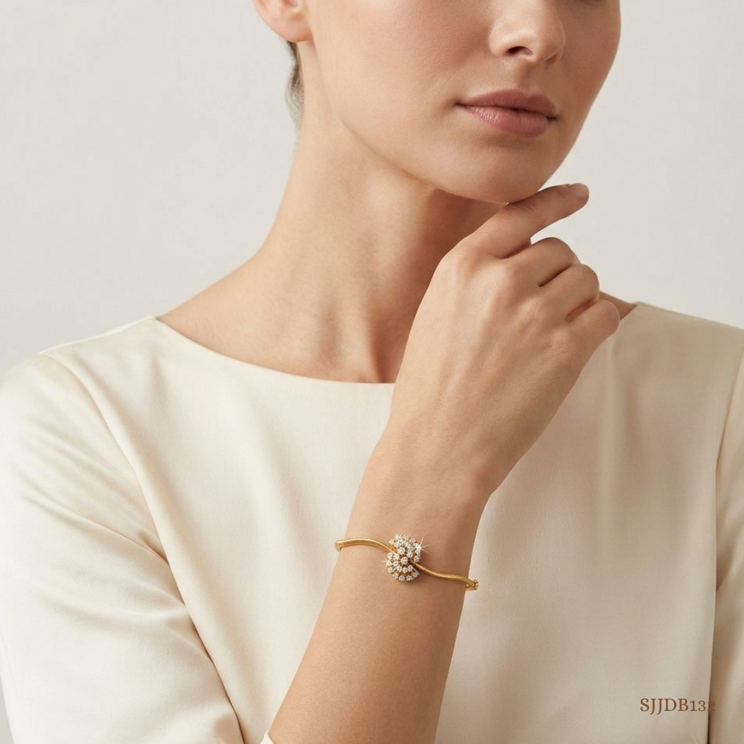 SJJDB132 | Petal Path Diamond Floral Bangle