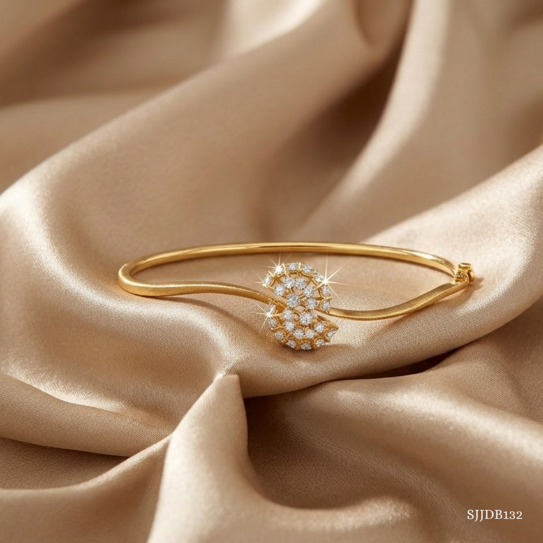 SJJDB132 | Petal Path Diamond Floral Bangle