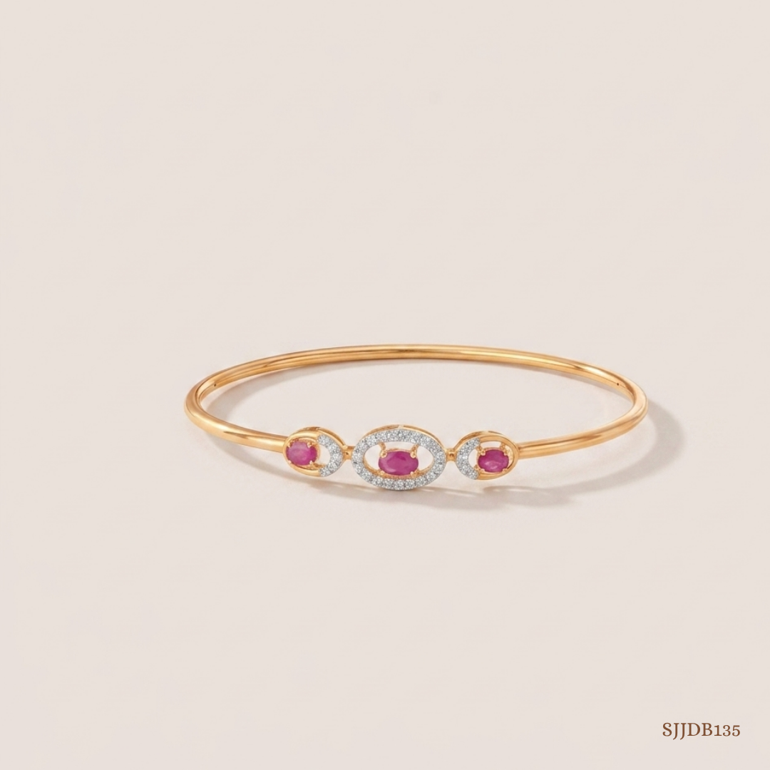 SJJDB135 | Rosy Gleam Diamond Designer Bangle