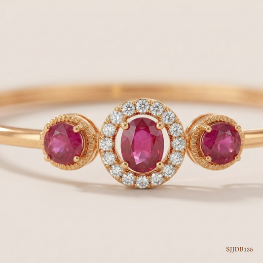 SJJDB135 | Rosy Gleam Diamond Designer Bangle