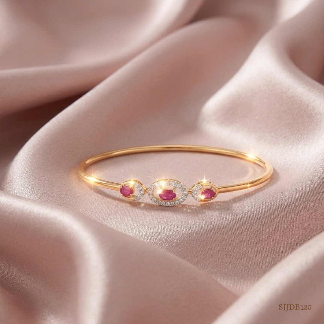 SJJDB135 | Rosy Gleam Diamond Designer Bangle