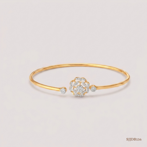 SJJDB136 | Sparkling Rosette Diamond Floral Bangle