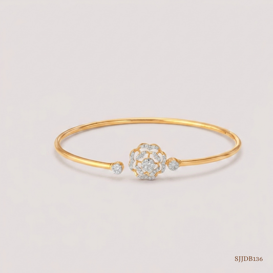 SJJDB136 | Sparkling Rosette Diamond Floral Bangle