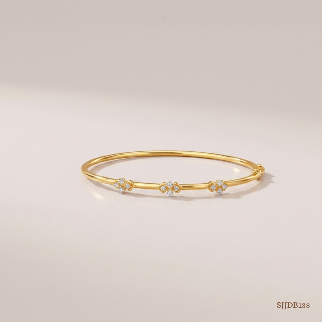 SJJDB138 | Petal Pathway Diamond Floral Bangle