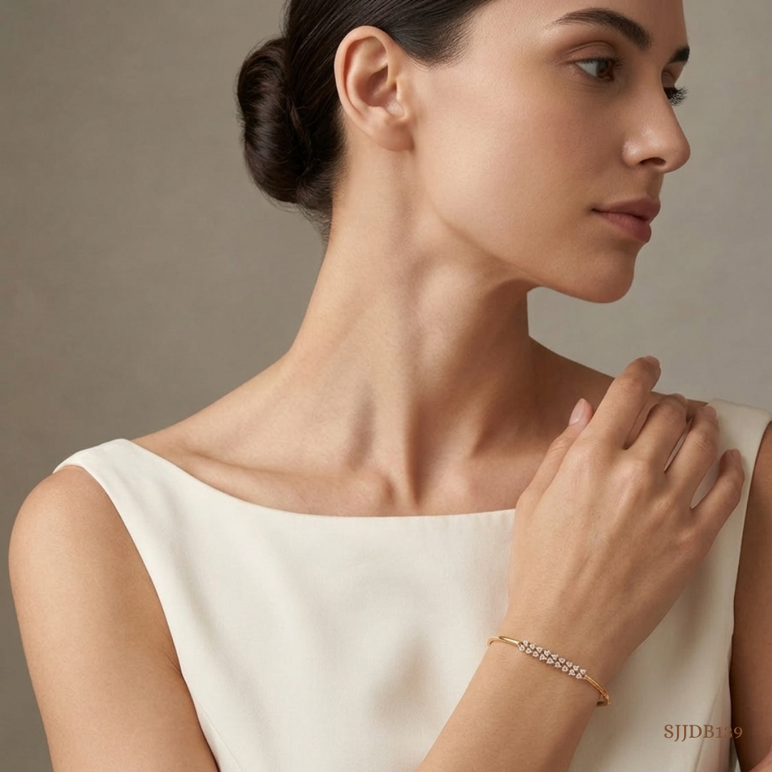 SJJDB139 | Linear Sparkle Diamond Contemporary Bangle