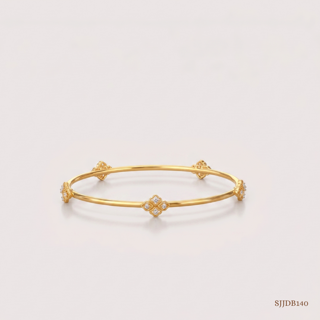 SJJDB140 | Floral Orbit Diamond Designer Bangle