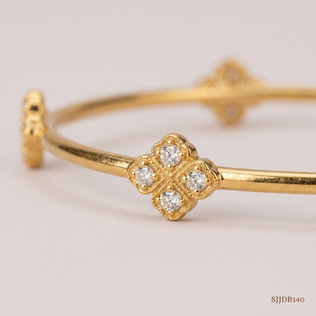 SJJDB140 | Floral Orbit Diamond Designer Bangle