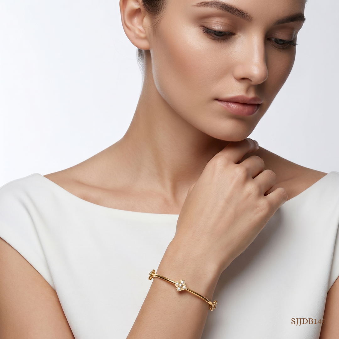 SJJDB140 | Floral Orbit Diamond Designer Bangle