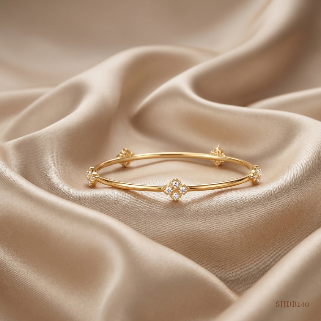 SJJDB140 | Floral Orbit Diamond Designer Bangle