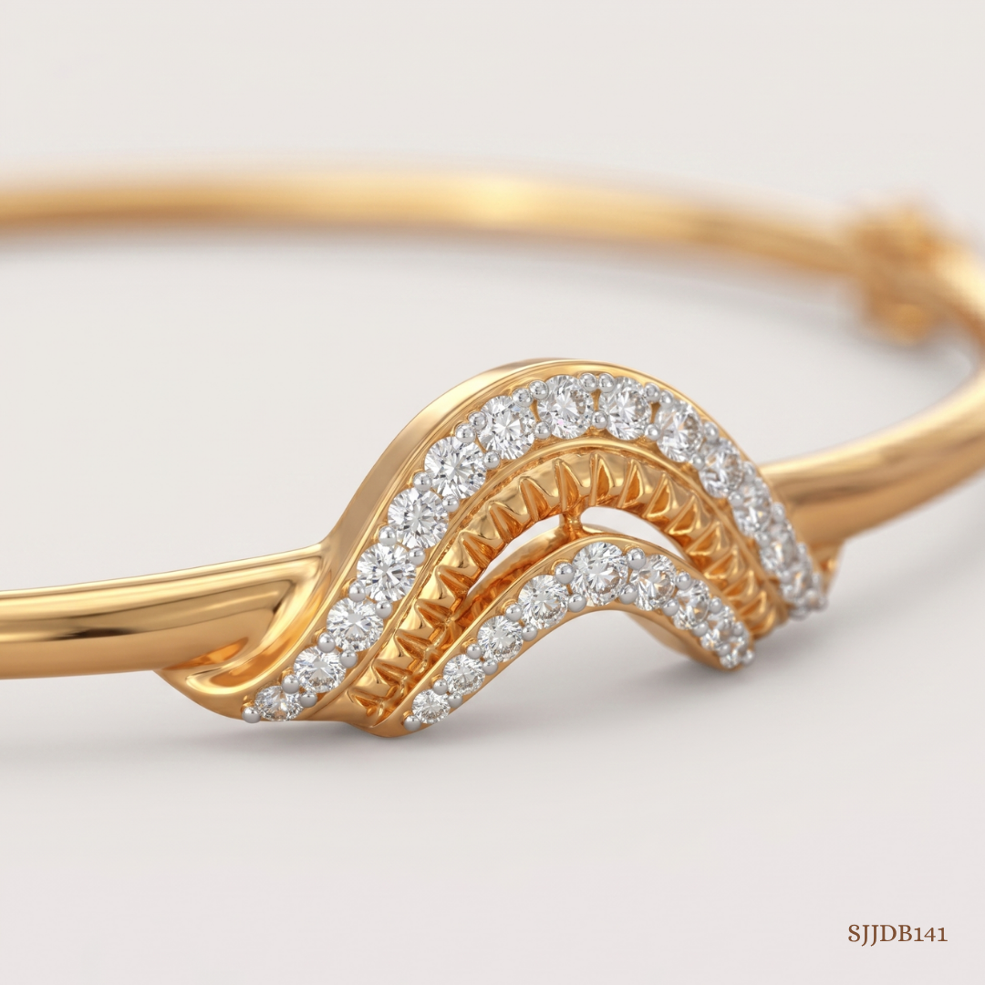SJJDB141 | Wave Crest Diamond Statement Bangle