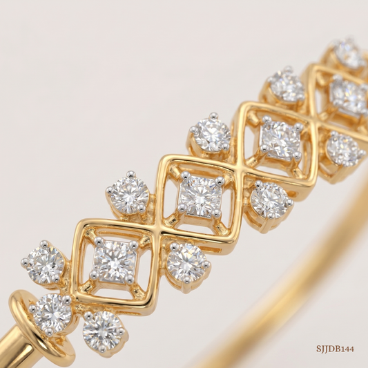SJJDB144 | Glimmer Grid Diamond Modern Bangle