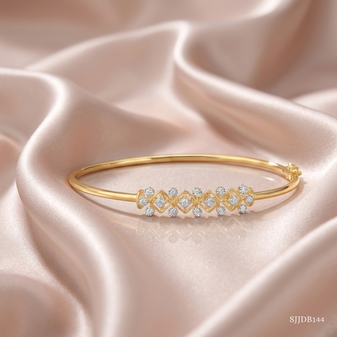 SJJDB144 | Glimmer Grid Diamond Modern Bangle