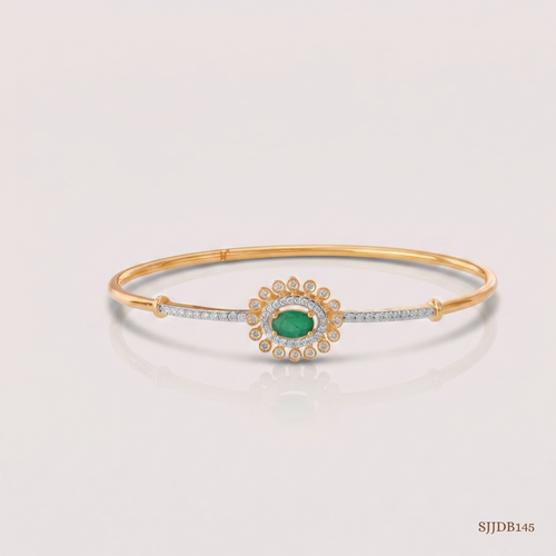 SJJDB145 | Emerald Bloom Diamond Floral Bangle