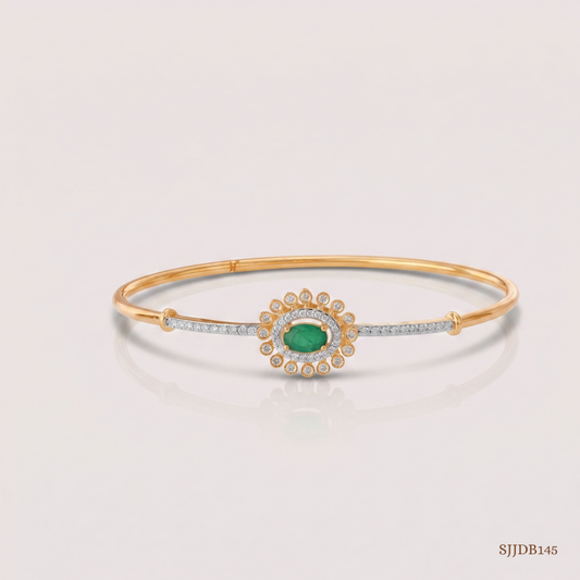 SJJDB145 | Emerald Bloom Diamond Floral Bangle