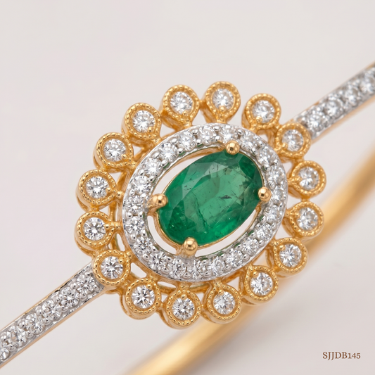 SJJDB145 | Emerald Bloom Diamond Floral Bangle