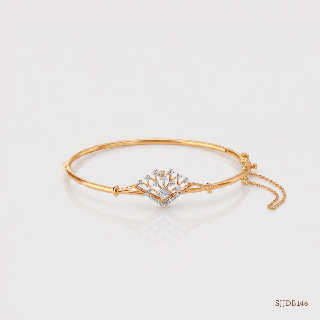 SJJDB146 | Frosted Crown Diamond Statement Bangle
