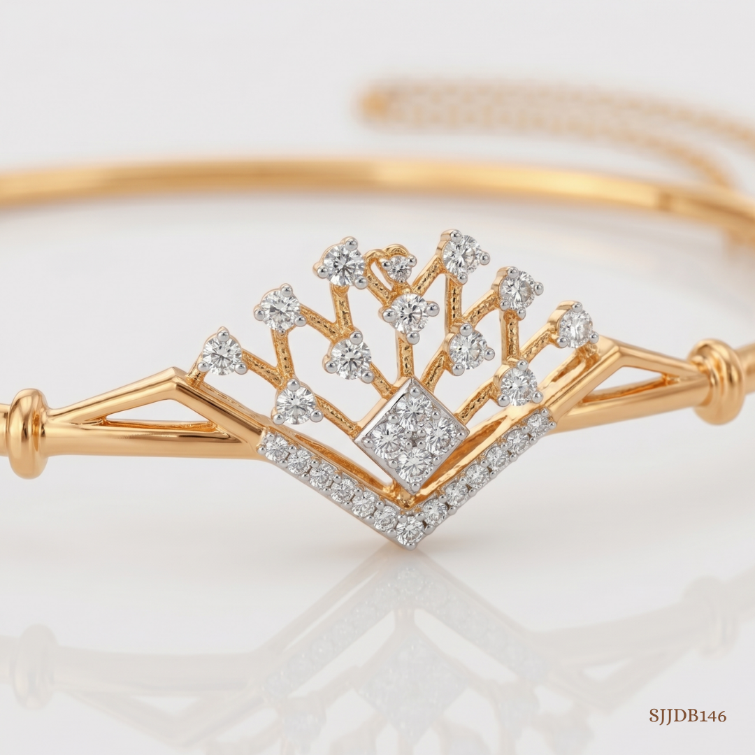SJJDB146 | Frosted Crown Diamond Statement Bangle