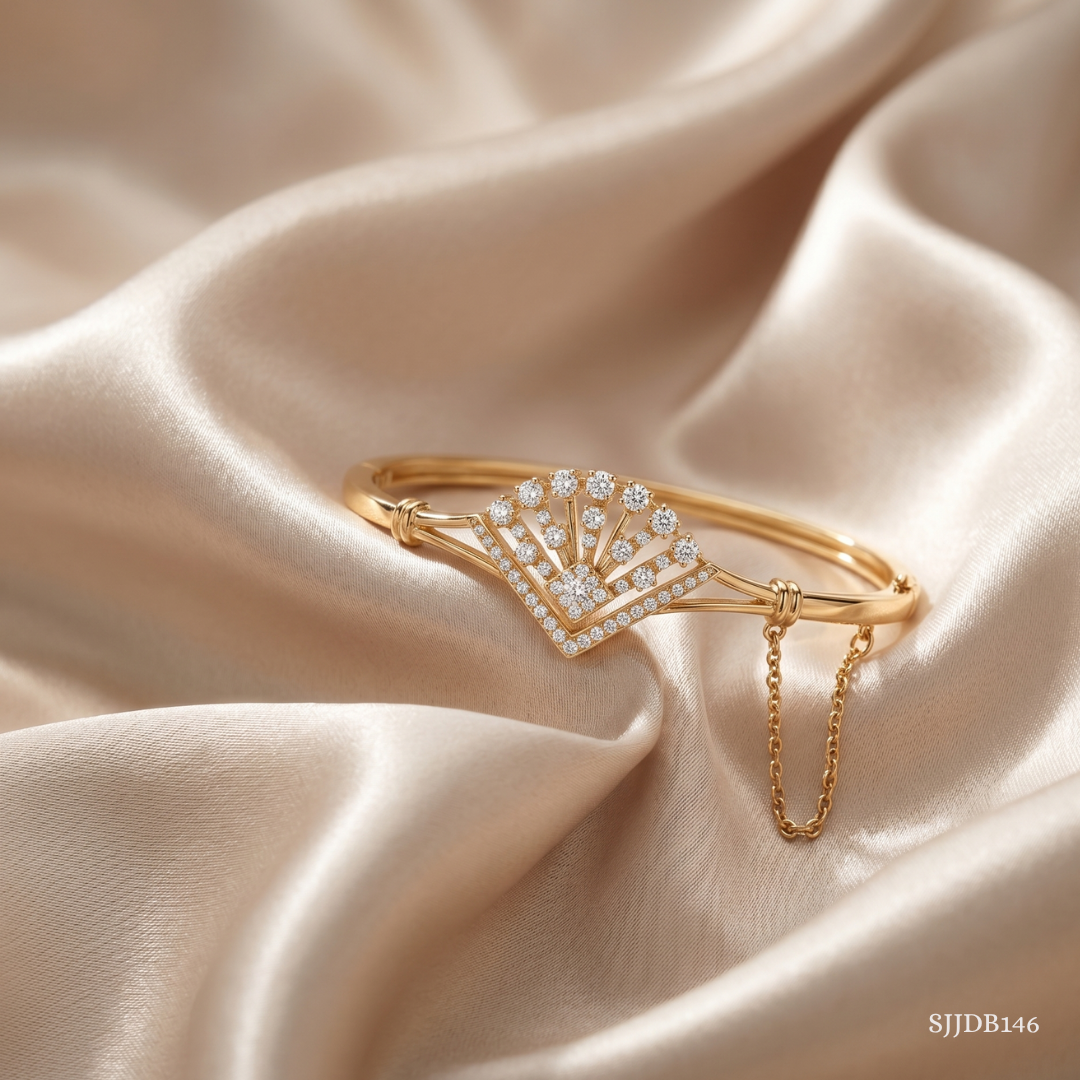 SJJDB146 | Frosted Crown Diamond Statement Bangle