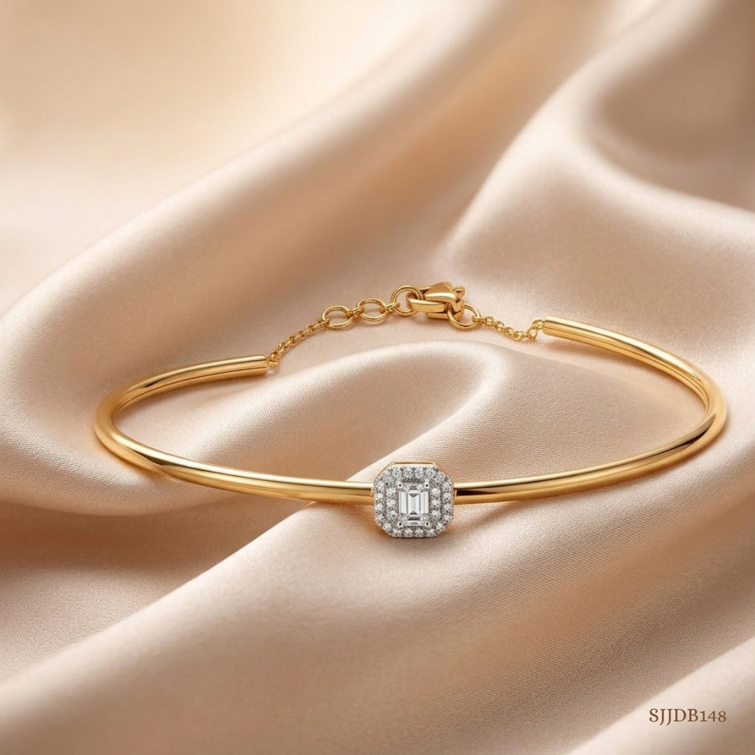 SJJDB148 | Glittering Cluster Diamond Luxury Bangle