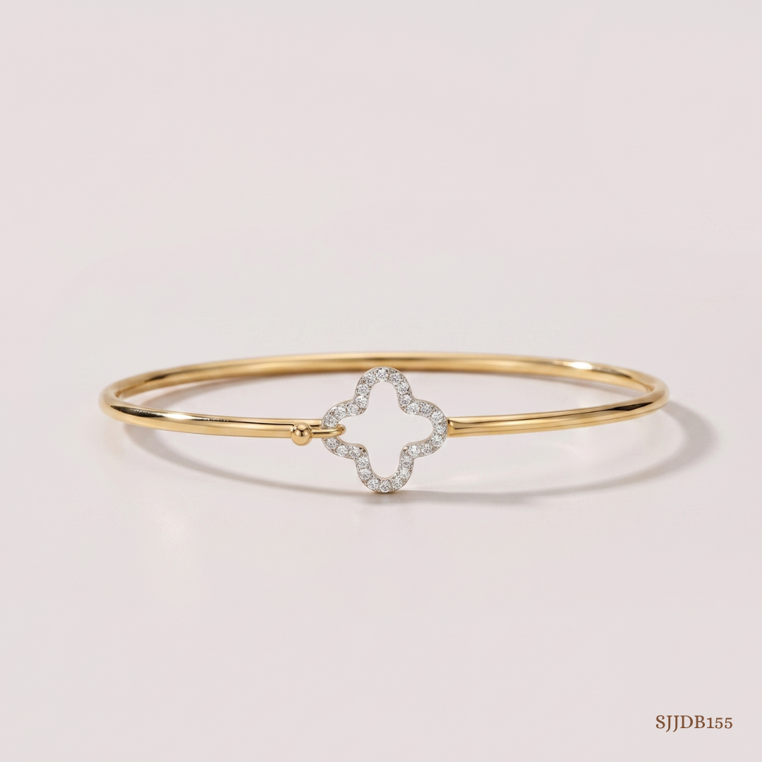 SJJDB155 | Floral Openable Diamond Designer Bangle