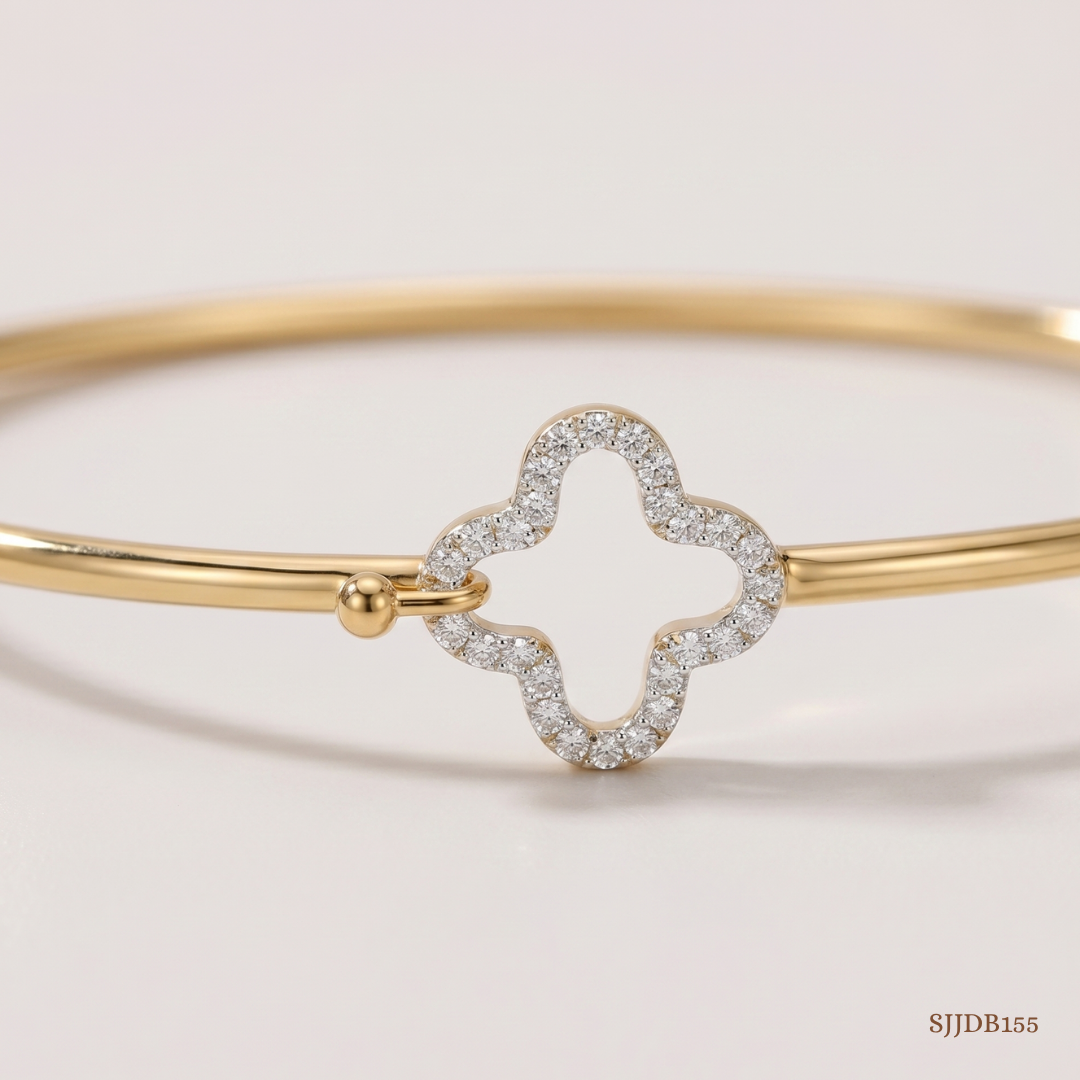 SJJDB155 | Floral Openable Diamond Designer Bangle