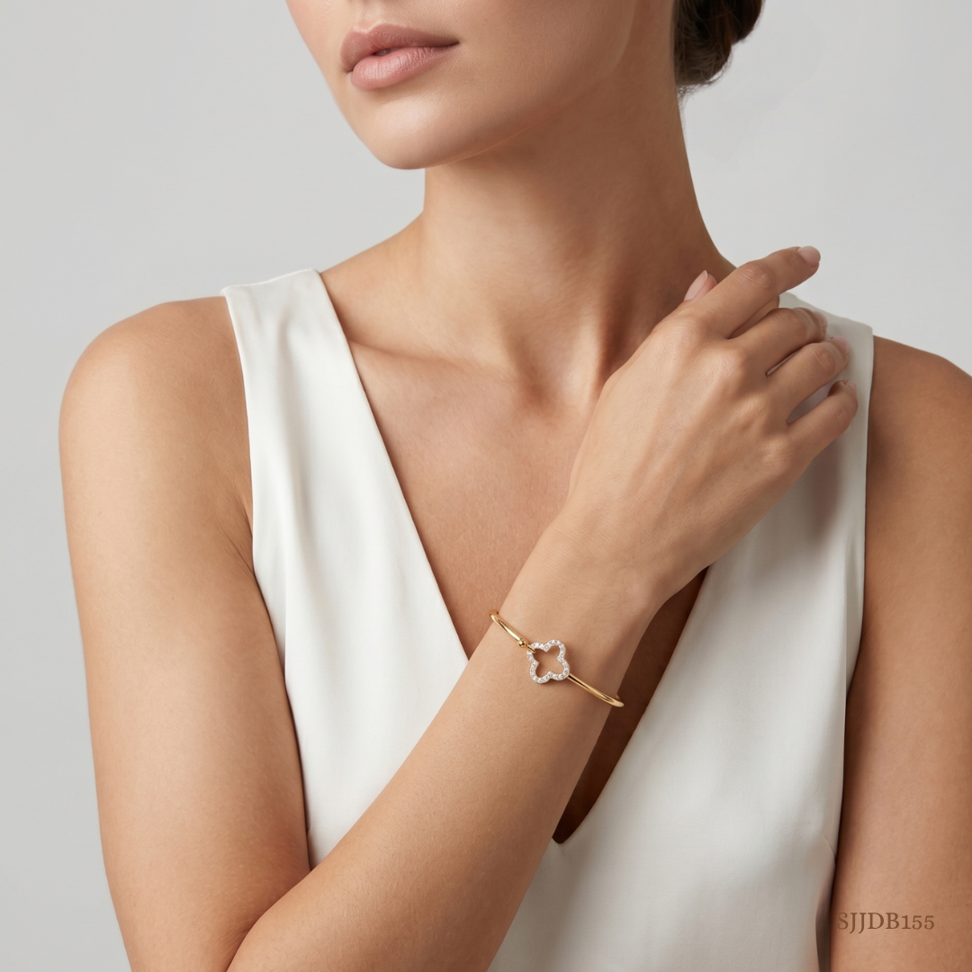 SJJDB155 | Floral Openable Diamond Designer Bangle